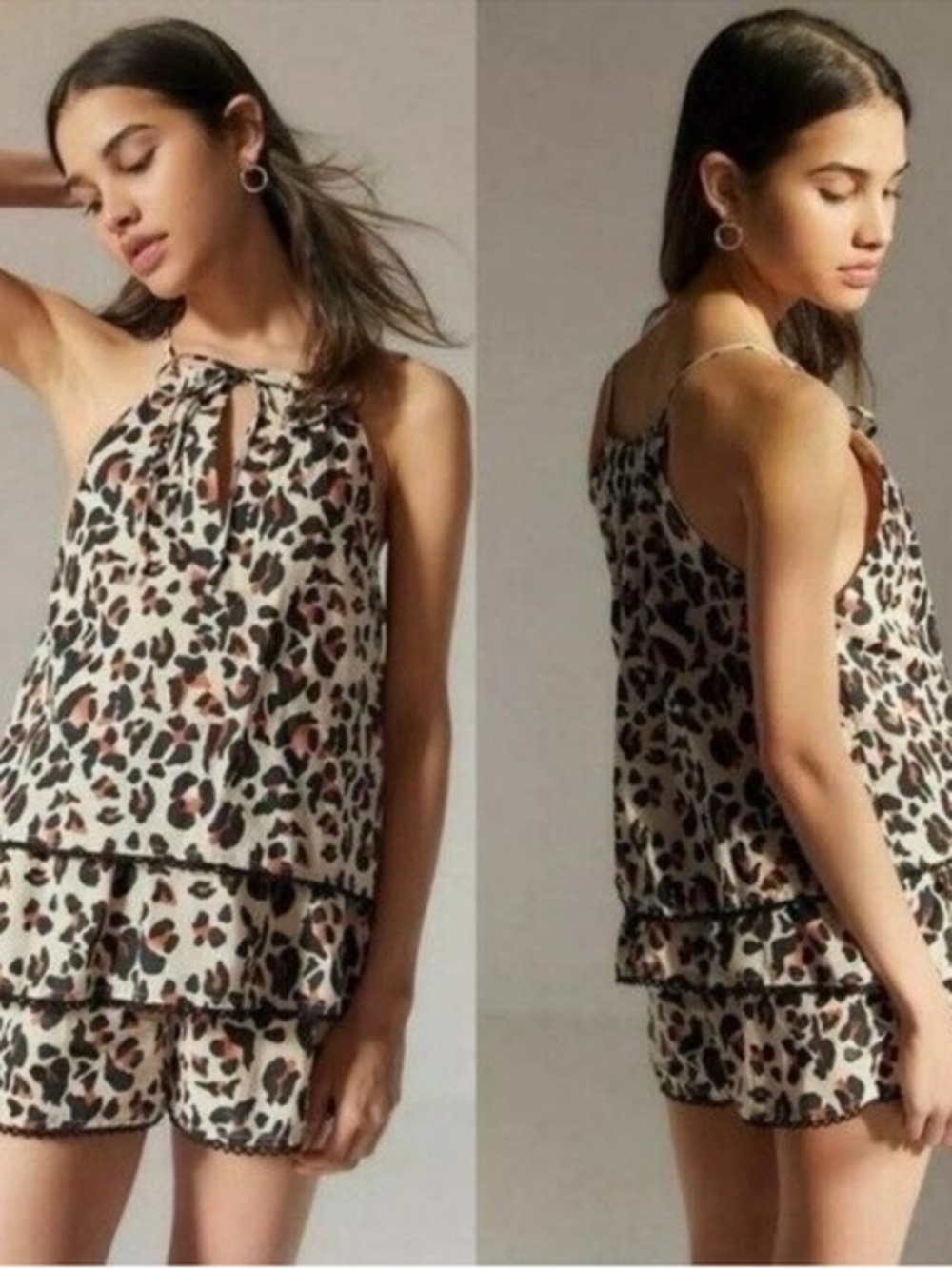 Urban Outfitters Beige Leopard Tie-Neck Camisole